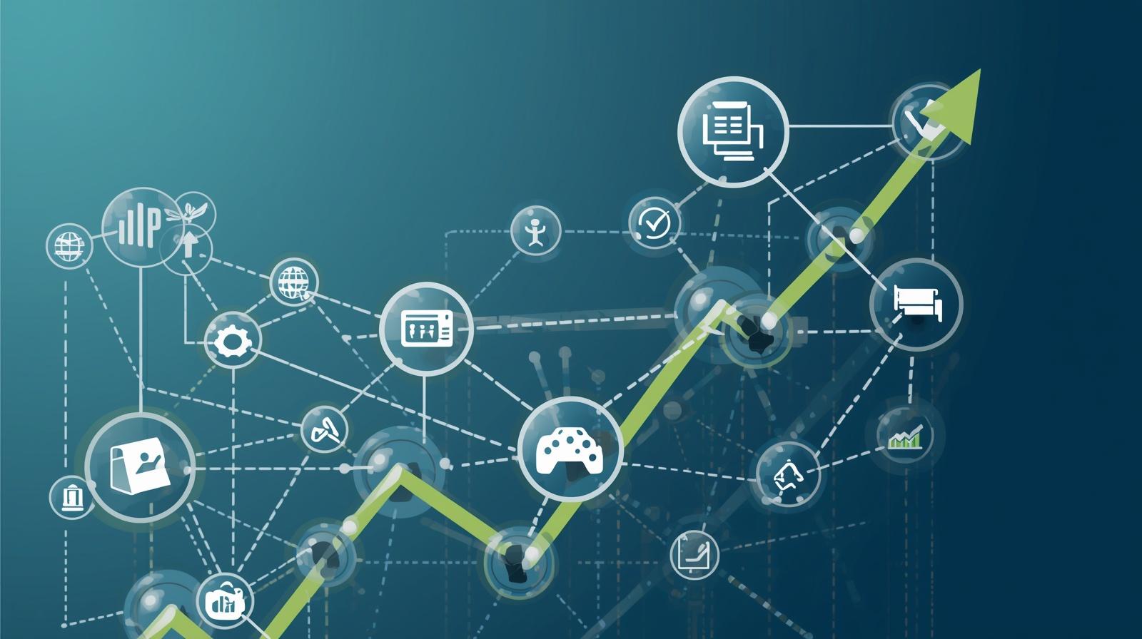 an arrow showing growth over time